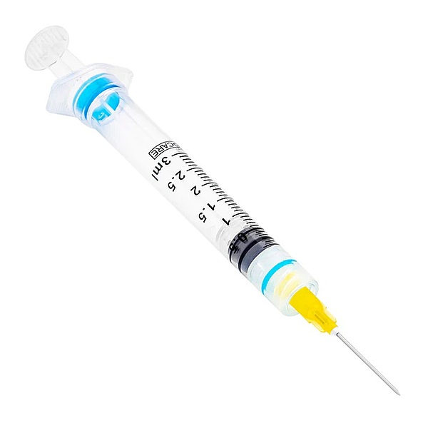 Sol-Care® 3 mL Luer Lock Safety Syringe with Exchangeable Needle, Retractable (100/Box)