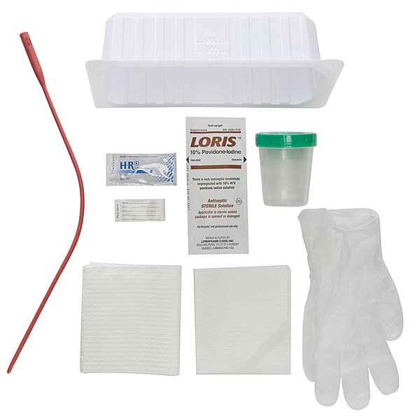 McKesson Urethral Intermittent Catheter Tray 14 Fr Red Rubber Without Balloon (EA)