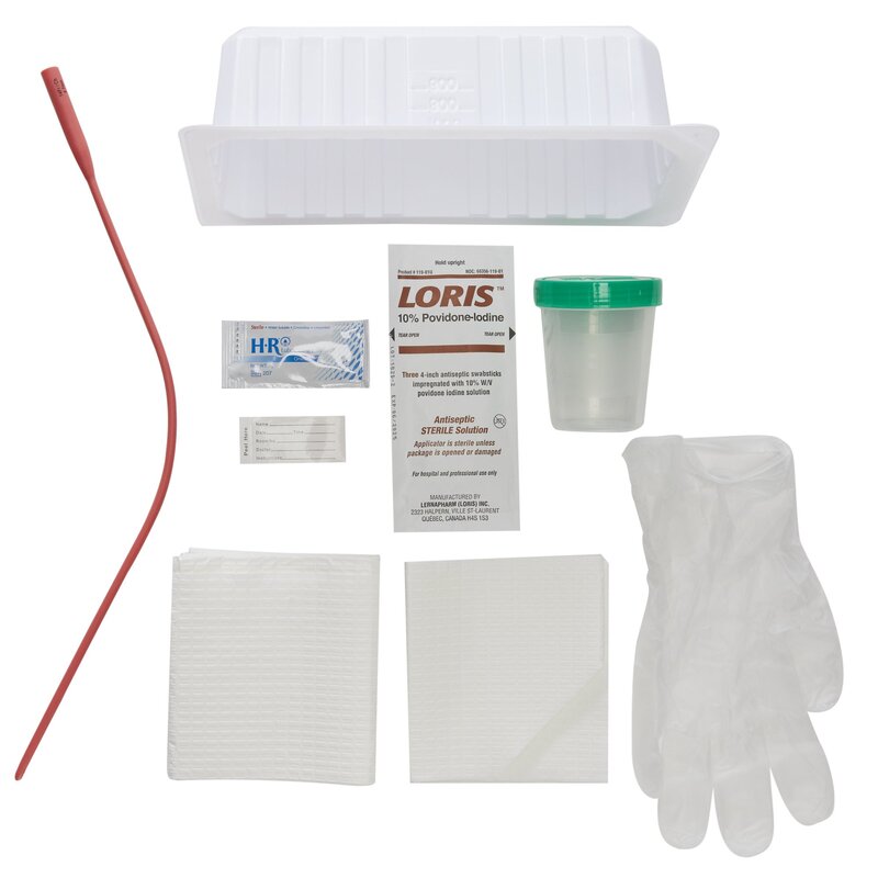 McKesson Urethral Intermittent Catheter Tray 14 Fr Red Rubber Without Balloon (EA)