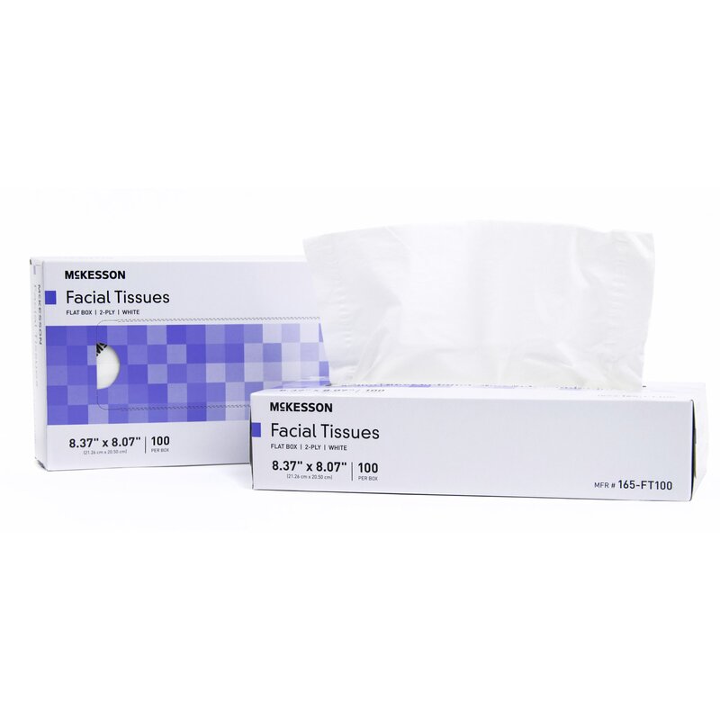 McKesson® Facial Tissue White 8.37″ × 8.07″ 100 Count