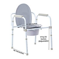 McKesson 3-in-1 Commode Chair, Fixed Arms, Steel Frame, Back Bar, 13-3/4 Inch Seat Width, 350 lb Capacity, (EA/1)