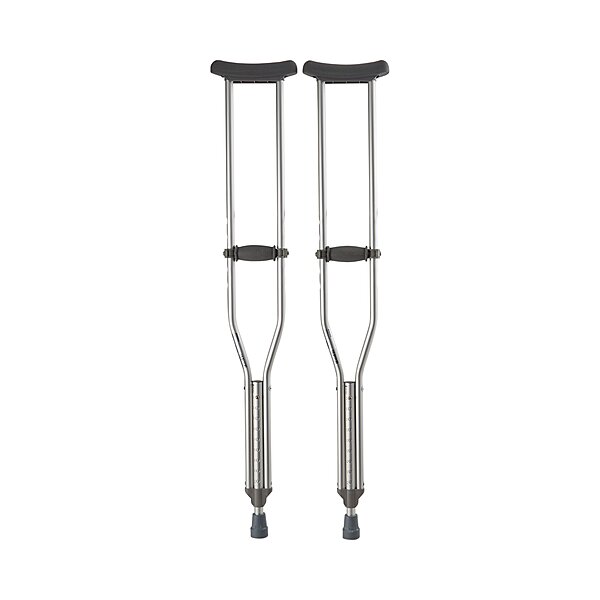 McKesson Underarm Crutches, Adult, 5 Ft 2 In to 5 Ft 10 In User Height, Aluminum Frame, 350 lb Capacity, Pair 