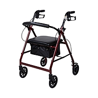 McKesson 4 Wheel Rollator, Red, Aluminum Frame, Adjustable Height, 350 lb Capacity, (EA/1)