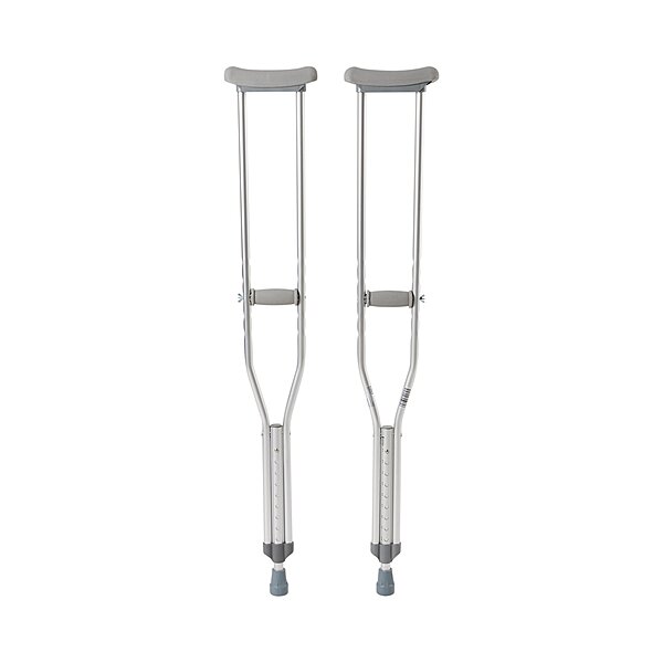 McKesson Underarm Crutches, Adult, 5 Foot 2 Inch to 5 Foot 10 Inch User Height, Aluminum Frame, 350 lb Capacity