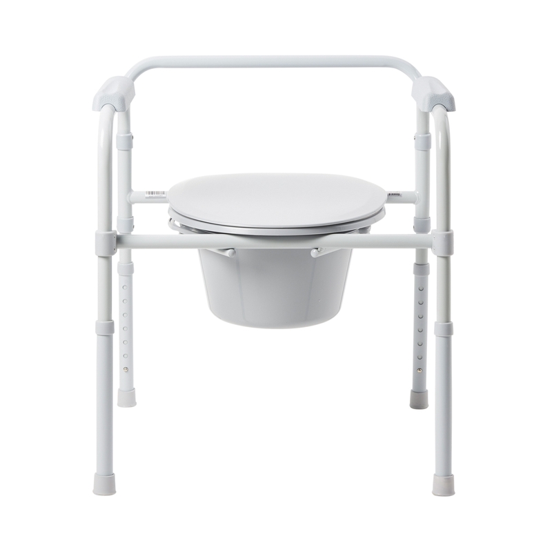 McKesson 3-in-1 Commode Chair, Fixed Arms, Steel Frame, Back Bar, 13-1/4 Inch Seat Width, 350 lb Capacity