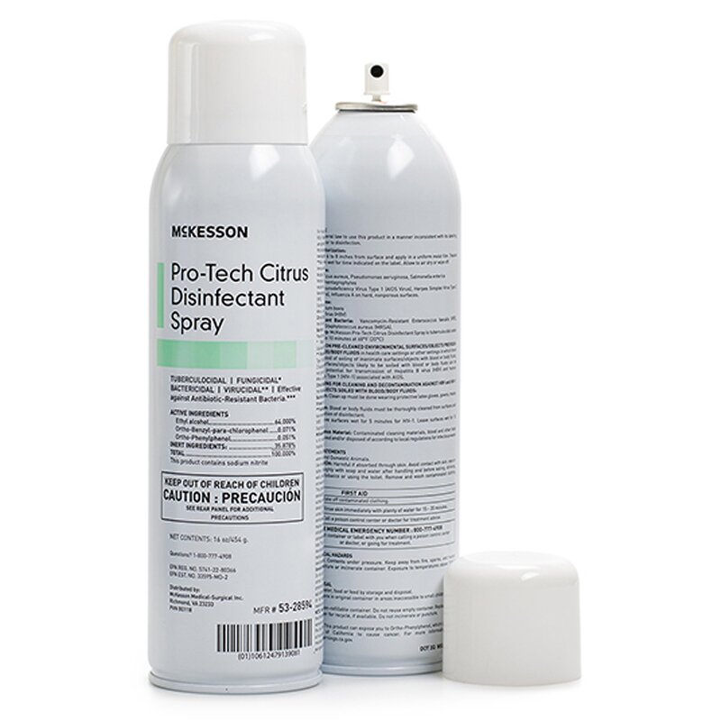 McKesson® Pro-Tech Surface Disinfectant Cleaner Alcohol Based Aerosol Spray 16 oz Citrus Scent