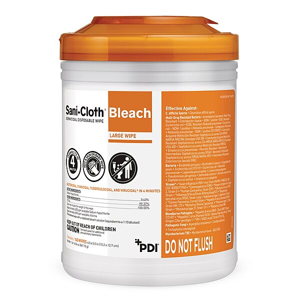 Sani-Cloth® Bleach Surface Disinfectant Cleaner Premoistened Germicidal Wipes 160 Count Canister