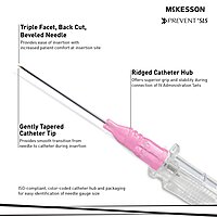 McKesson Prevent® SLS Peripheral IV Catheter 20 Gauge 1-1/4 Inch Polyurethane Straight Hub Sliding Safety