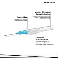 McKesson Prevent® SLS Peripheral IV Catheter 22 Gauge 1 Inch Polyurethane Straight Hub Sliding Safety