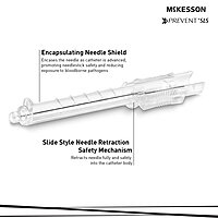McKesson Prevent® SLS Peripheral IV Catheter 22 Gauge 1 Inch Polyurethane Straight Hub Sliding Safety