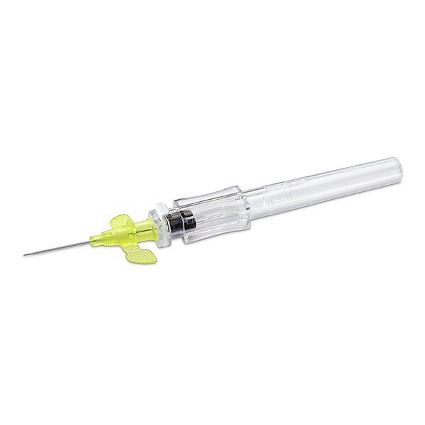 McKesson Prevent® R Peripheral IV Catheter 24 Gauge 3/4 Inch Polyurethane Winged Hub Push Button Safety