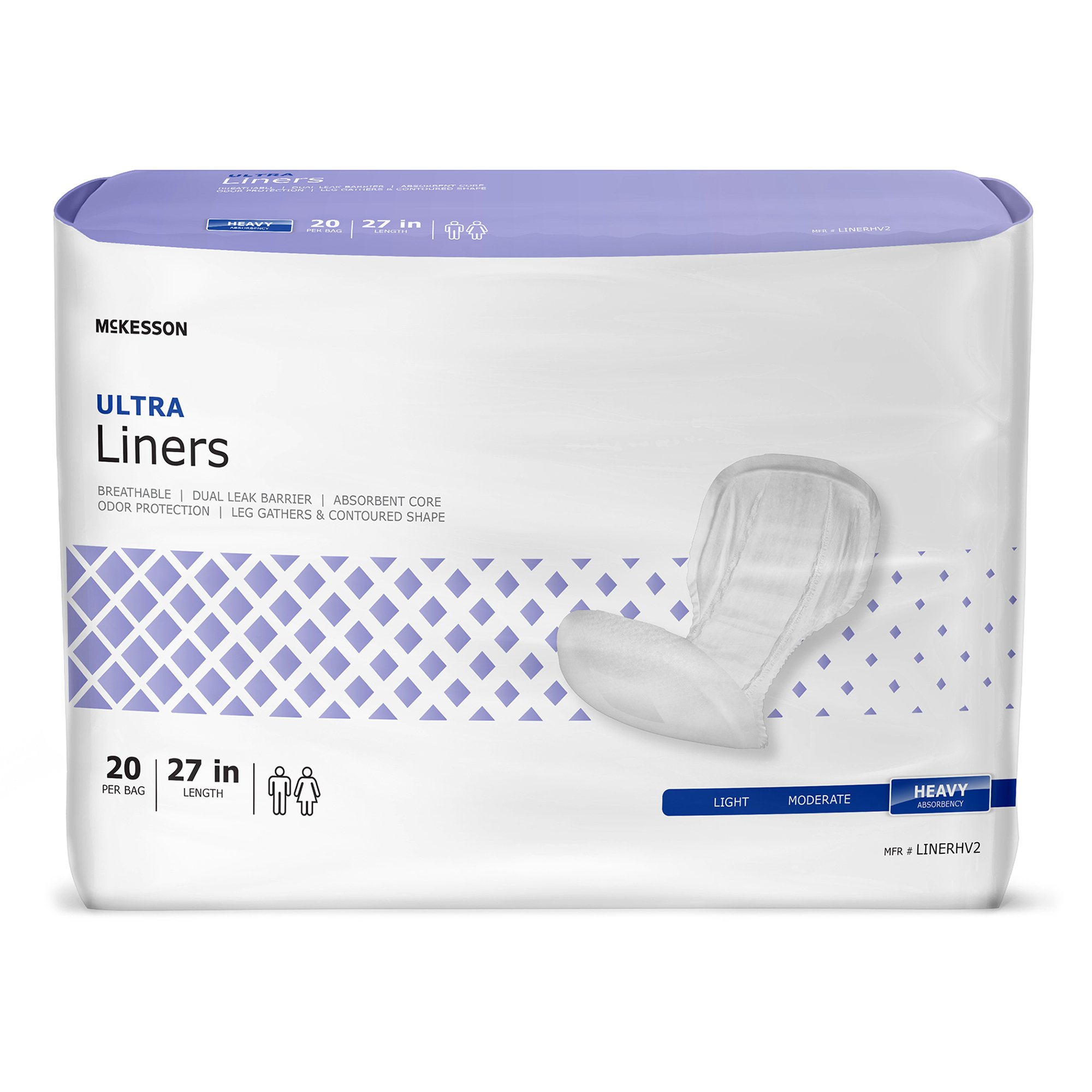 McKesson Ultra Incontinence Liner 27 Inch Heavy Absorbency One Size Fits Most (BG/20EA)