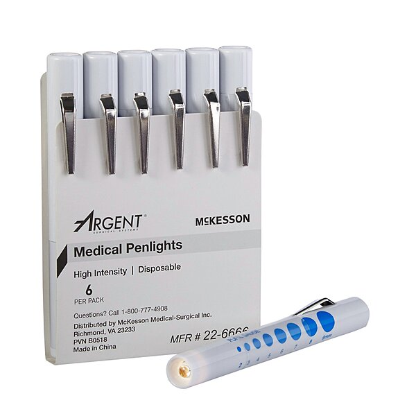 McKesson Disposable Penlight – White Light, 4.5", with Pupil Gauge