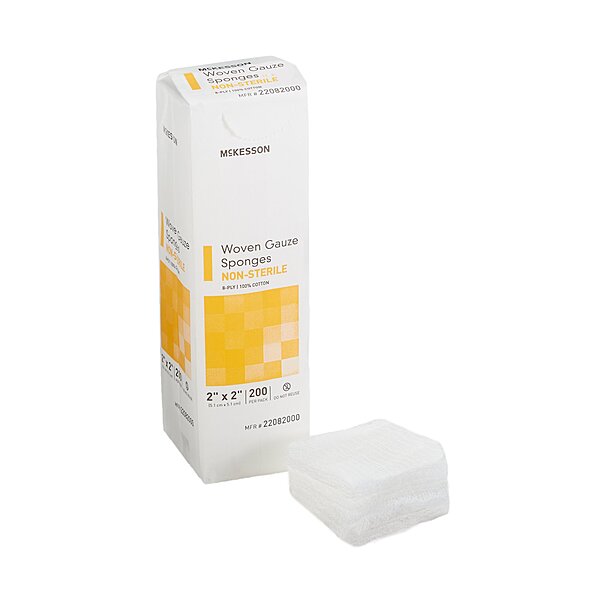 McKesson® Gauze Sponge 2 Inch × 2 Inch 8-Ply Non-Sterile 200 Count