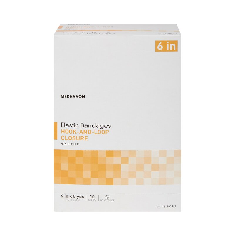 McKesson Elastic Bandage 6 Inch × 5 Yard Tan with Hook and Loop Closure 