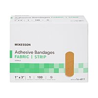McKesson Adhesive Strip Bandage 1" x 3" Fabric Tan Sterile (BX/100EA)