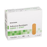 McKesson Adhesive Strip Bandage 1" x 3" Fabric Tan Sterile (BX/100EA)