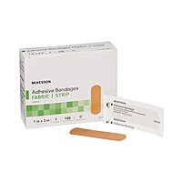 McKesson Adhesive Strip Bandage 1" x 3" Fabric Tan Sterile (BX/100EA)