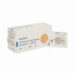 McKesson Adhesive Spot Bandage – 1 Inch, Tan Plastic, Sterile