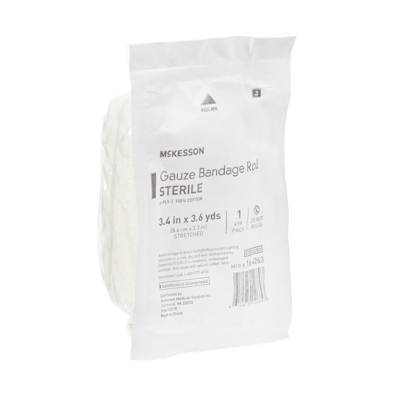 McKesson Sterile Fluff Bandage Roll 3-2/5" x 3-3/5 yd 6-Ply (MPN 16-4263)
