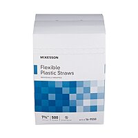 McKesson Flexible Drinking Straw, 7-3/4 Inch, White, Individually Wrapped, BX/500EA or CS/20BX/500EA
