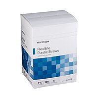 McKesson Flexible Drinking Straw, 7-3/4 Inch, White, Individually Wrapped, BX/500EA or CS/20BX/500EA