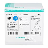 Introcan Safety® Peripheral IV Catheter 22 Gauge 1 Inch Polyurethane Straight Hub Passive Safety
