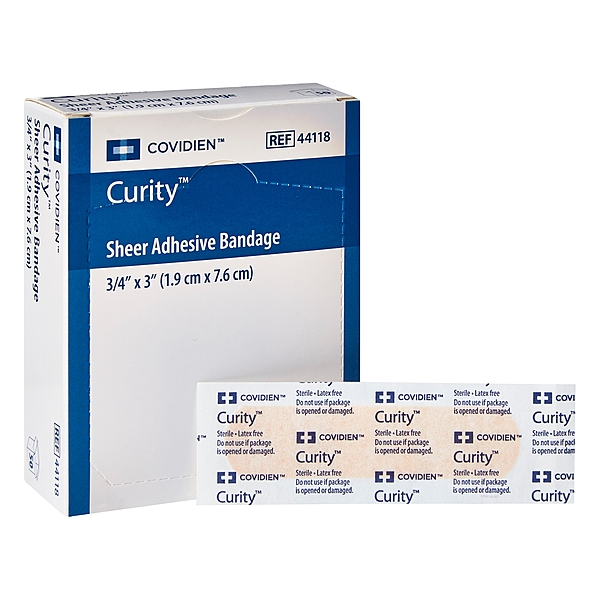 Curity™ Plastic Sheer Adhesive Strip – 3/4 × 3 Inch, Sterile