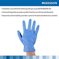 Exam Glove McKesson Confiderm® 3.5C NonSterile Nitrile Standard Cuff Length Textured Fingertips Blue Chemo Tested