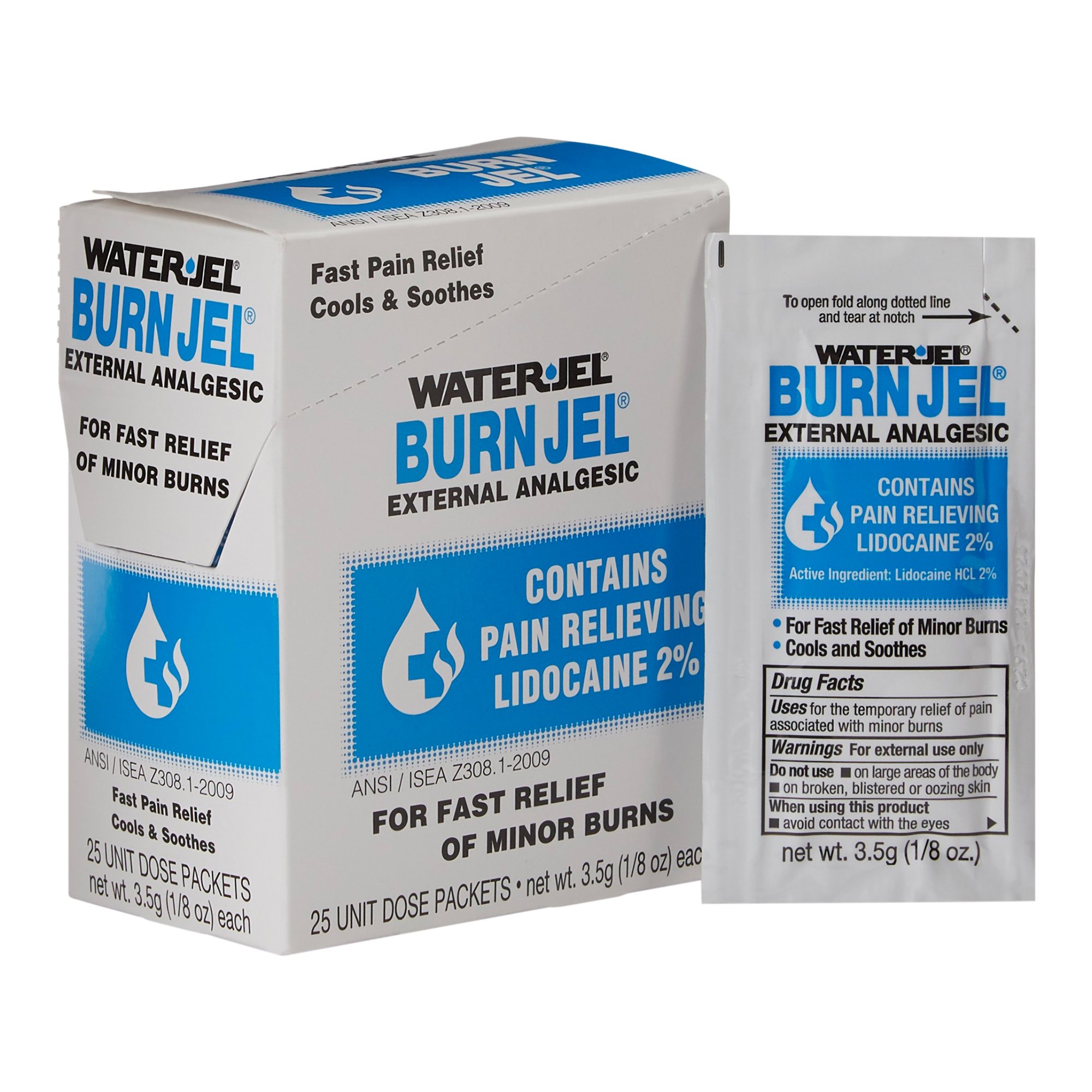 Water Jel® Burn Jel® Burn Relief Lidocaine Topical Gel 3.5 Gram Individual Packet (BX/25EA)