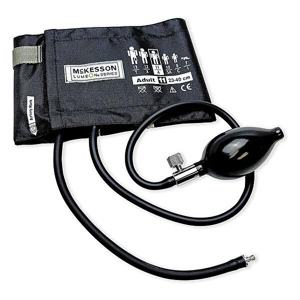 McKesson LUMEON™ Reusable Blood Pressure Cuff & Bulb – Adult, 23–40 cm Arm, Nylon