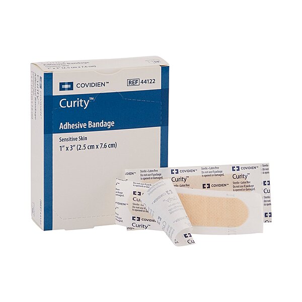 Curity™ Sensitive Skin Plastic Adhesive Strip Tan 1″ × 3″ Sterile
