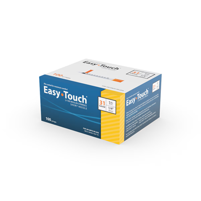 EasyTouch® U-100 Insulin Syringes, 31G, 1 mL, 1/4 Inch
