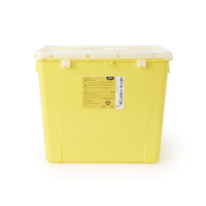 McKesson Prevent® Chemotherapy Waste Container – 8 Gallon, Yellow Base, Vertical Entry