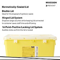 McKesson Prevent® Chemotherapy Waste Container – 8 Gallon, Yellow Base, Vertical Entry