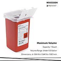 McKesson Prevent® Sharps Container, 0.25 Gallon (1 Quart), Vertical Entry