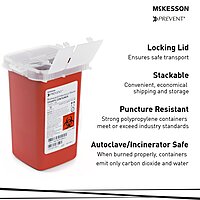 McKesson Prevent® Sharps Container, 0.25 Gallon (1 Quart), Vertical Entry