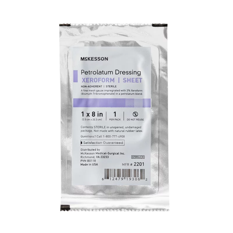 McKesson Xeroform Petrolatum Impregnated Dressing Strip 1" x 8" Sterile (BX/50EA)