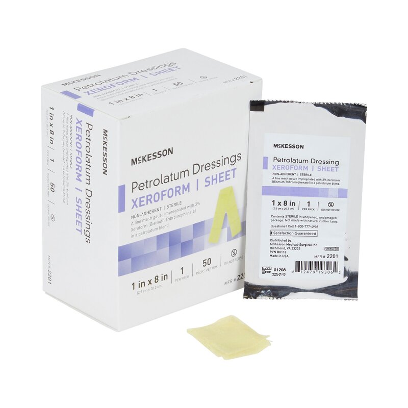 McKesson Xeroform Petrolatum Impregnated Dressing Strip 1" x 8" Sterile (BX/50EA)