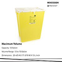 McKesson Prevent® Chemotherapy Waste Container – 12 Gallon, Yellow Base, Vertical Entry