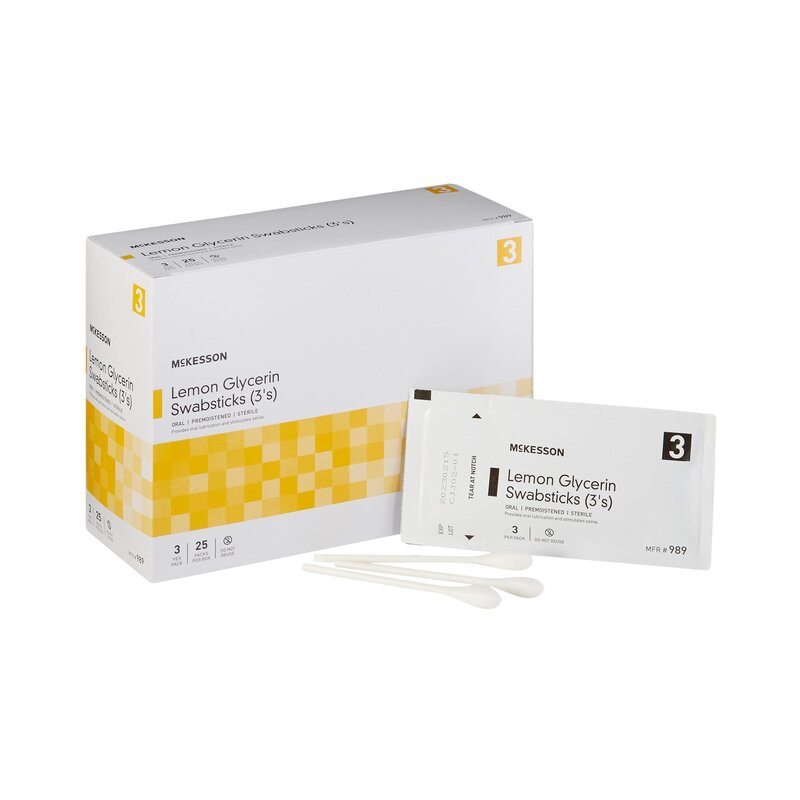 McKesson Lemon Glycerin Swabstick – Rayon Tip, 3 per Pack