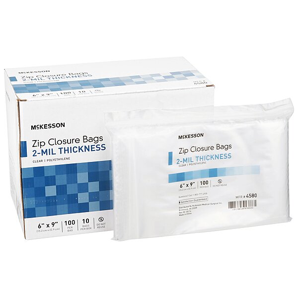 Reclosable Bag McKesson 6 X 9 Inch Polyethylene Clear Zipper Closure, 2-Mil
