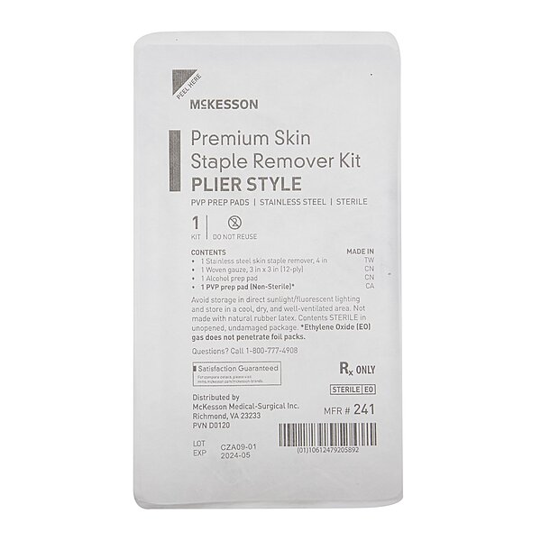Skin Staple Removal Kit McKesson/STAPLE REMOVER TRAY, SKIN W/PREP