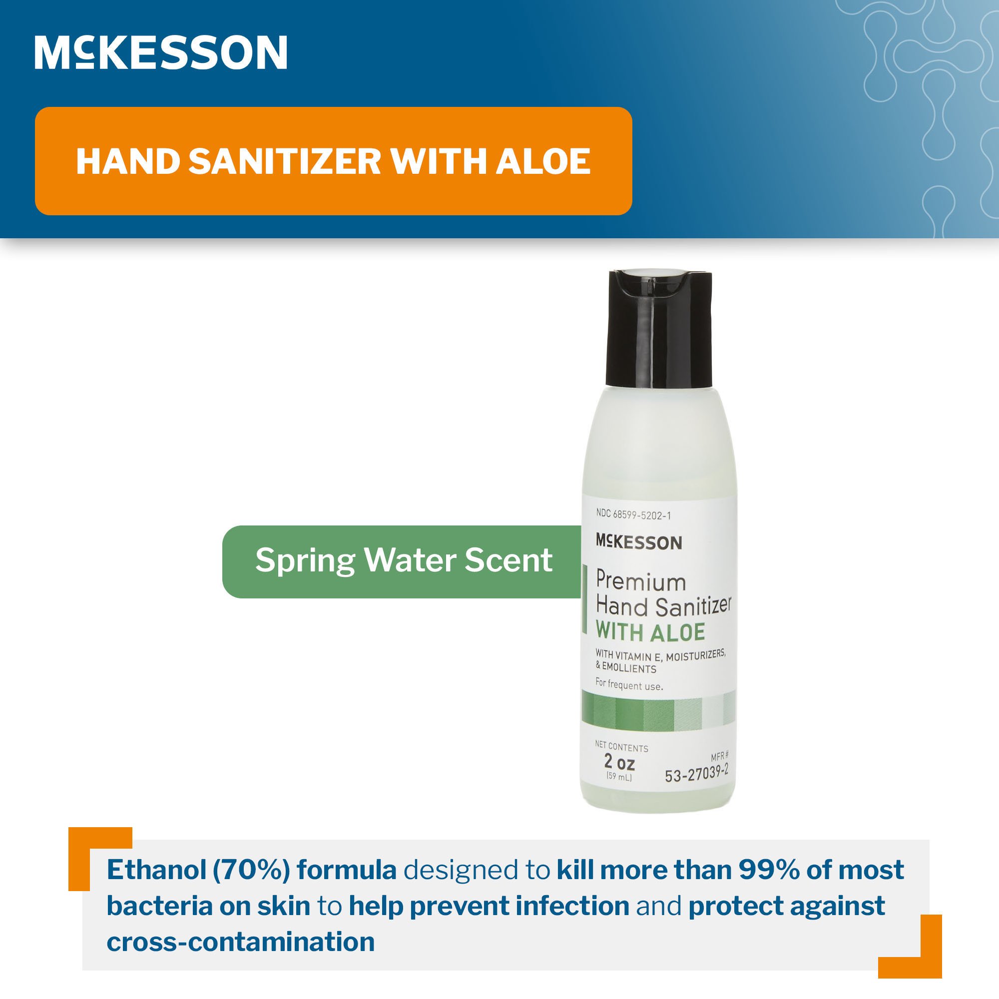 McKesson Premium Hand Sanitizer with Aloe 2 oz. Ethyl Alcohol Gel Bottle, (EA/1)