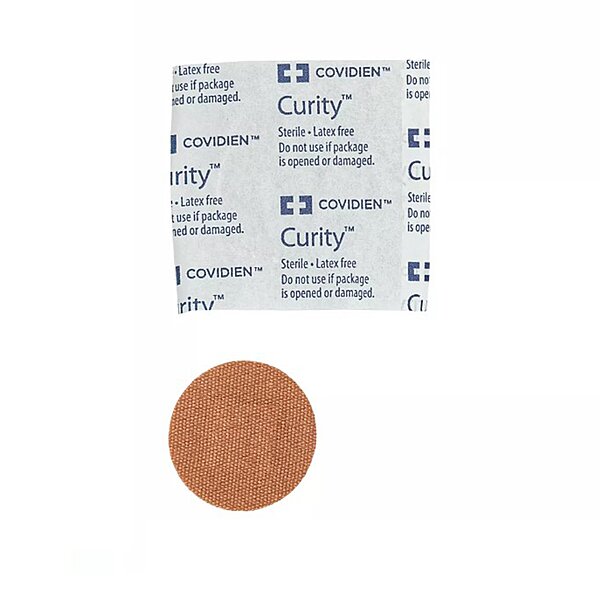 Curity™ Adhesive Spot Bandage Fabric Tan 7/8 Inch Diameter Sterile