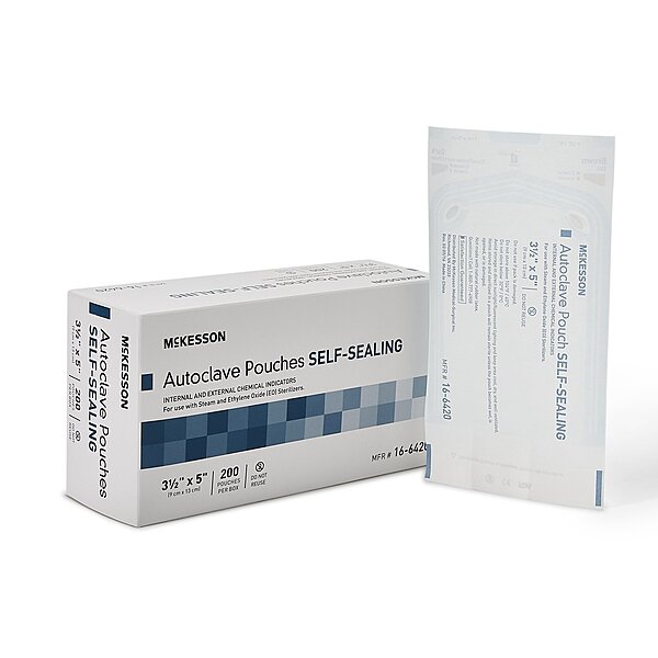 McKesson Sterilization Pouch – EO Gas / Steam, 3½ × 5 Inch, Self-Seal