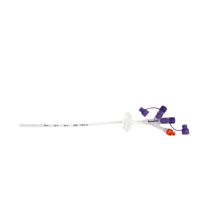 Dynarex 3-Port Gastrostomy Tube with ENFit® Connector, 12–24 Fr, Silicone, Sterile, CS/5EA – Select Size