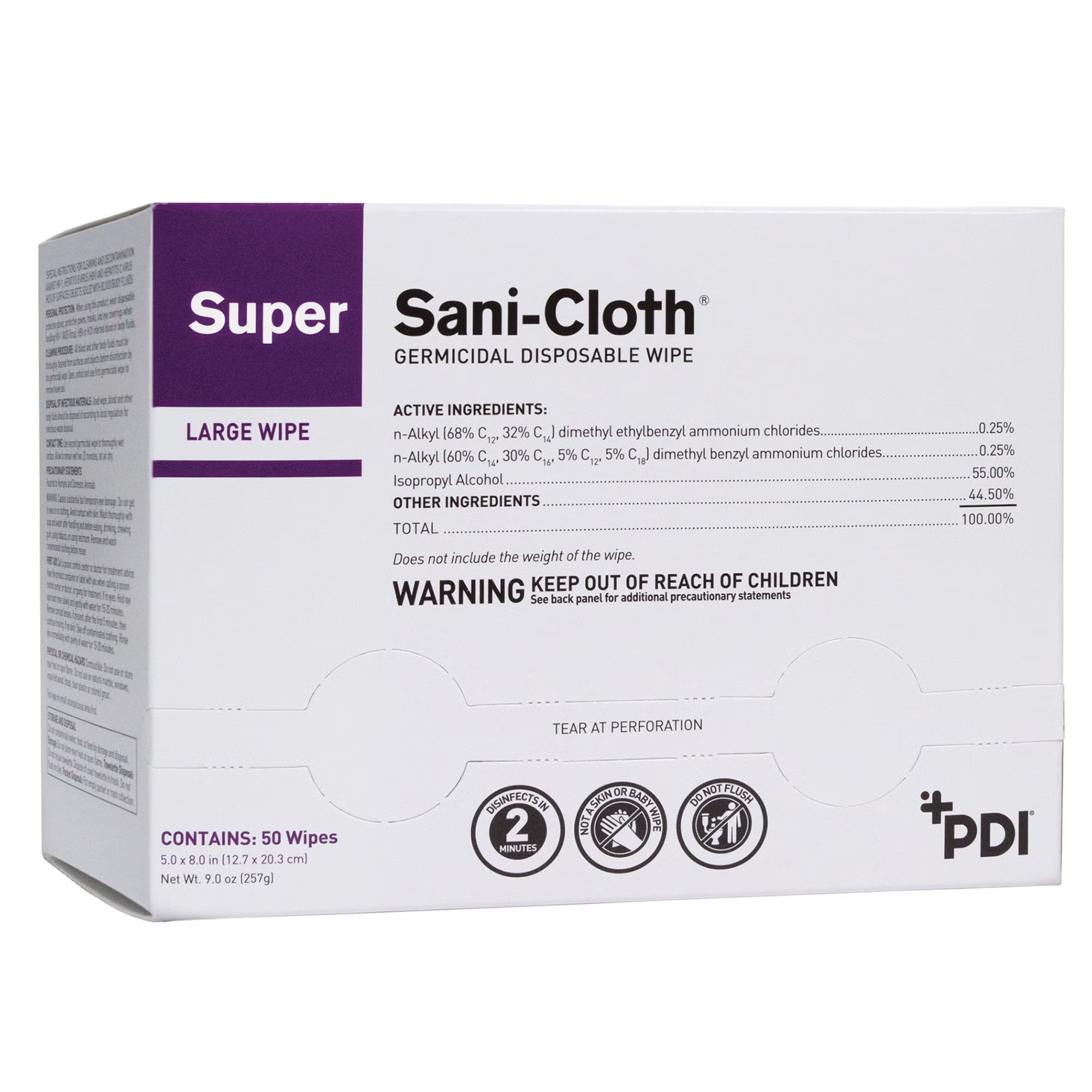 PDI Super Sani-Cloth Individual Germicidal Wipes 5 x 8 in – BX/50