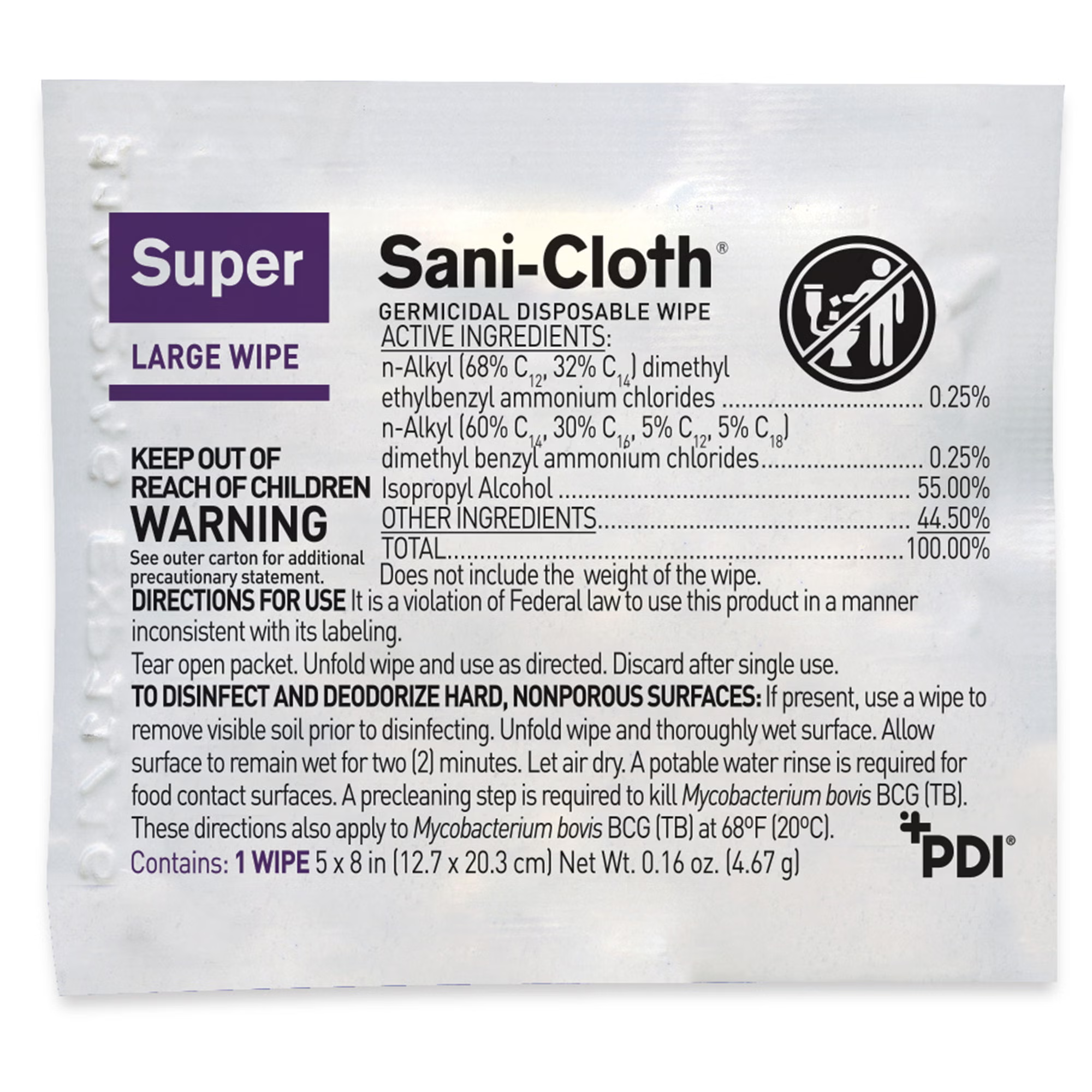 PDI Super Sani-Cloth Individual Germicidal Wipes 5 x 8 in – BX/50