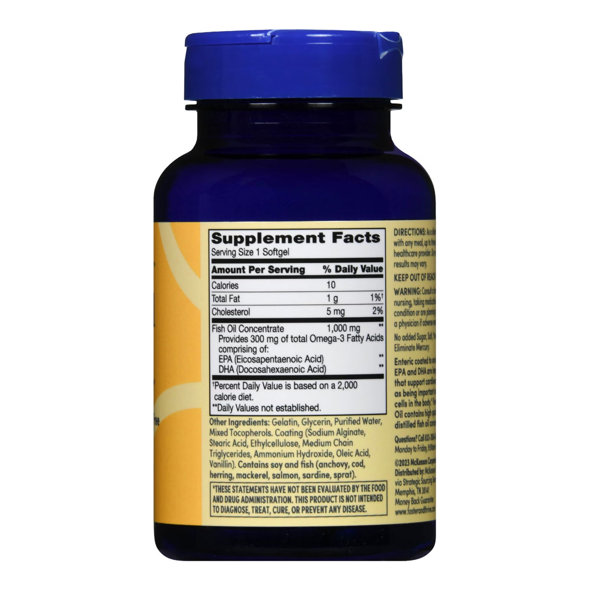 Foster & Thrive™ Fish Oil Omega-3 Supplement, 1,000 mg, Enteric-Coated Softgels,